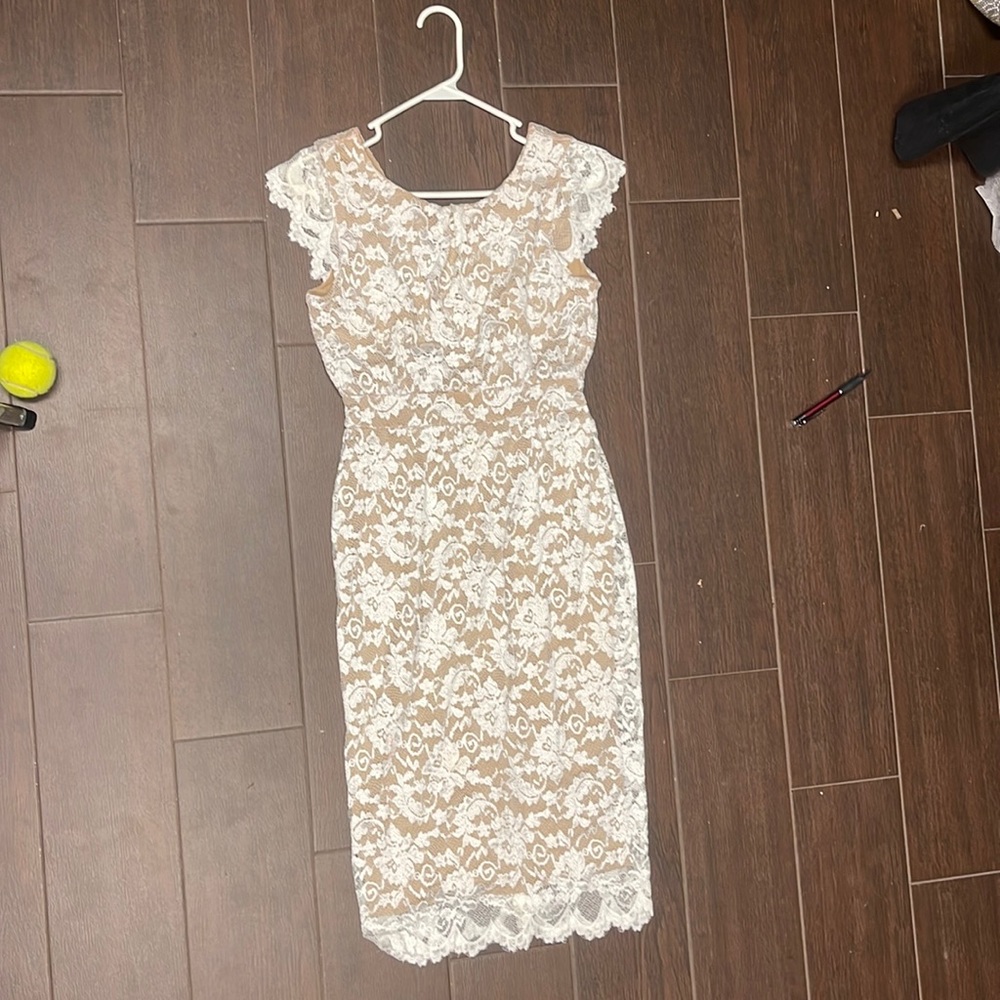 NWT white/ cream/ nude lace lacy dress! Wear to work or out on the town!